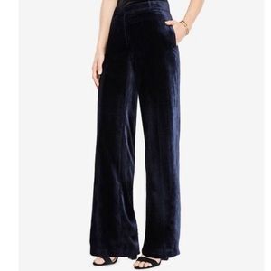 Ann Taylor Smoke Blue Panne Velvet Wide Leg